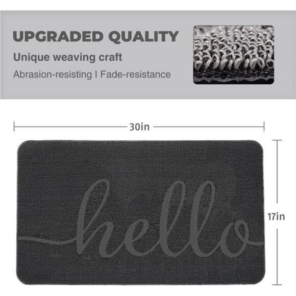Front Door Mat, Non-Slip Entryway Rug, Resist Dirt Hello Welcome Mat (17X30'') - Picture 5 of 7
